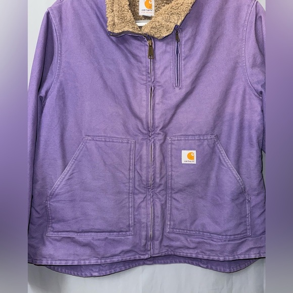 Carhartt Women's Sherpa Lined Sandstone Canyon Jacket Zip Front Purple Size XL - Picture 4 of 11